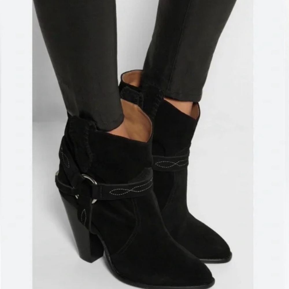 Isabel Marant Etoile Rawson Black Suede Booties 39